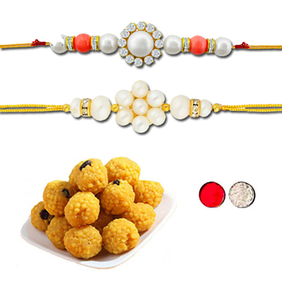 "COLOURFULL COMBO OF 2 RAKHI - JPJL-153CMB, 500gms of Laddu Sweets - Click here to View more details about this Product